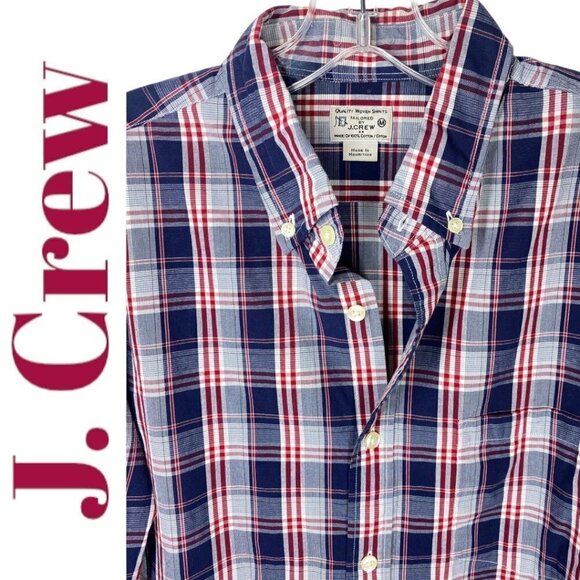 J. CREW FACTORY 100% Cotton Lightweight Summer Plaid Button Down Tailored Fit, M - Picture 3 of 9